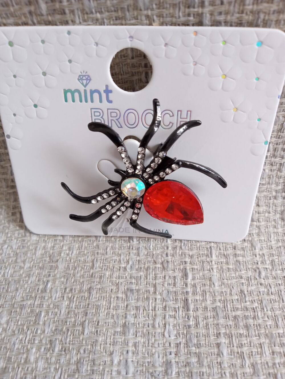 SPARKLING SPIDER BROOCH PIN RUBY RED 1267-1268